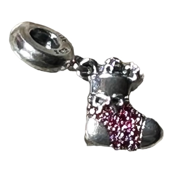 PANDORA Sparkling Festive Stocking Dangle Charm 796391CZR - Picture 3 of 4